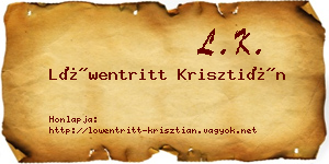 Löwentritt Krisztián névjegykártya
